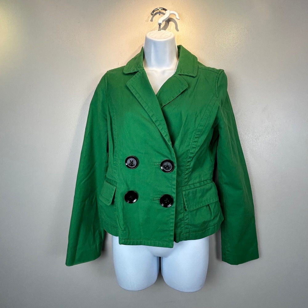 Express Design Studio Vintage 90s Green Double Breasted Blazer Jacket Size 8